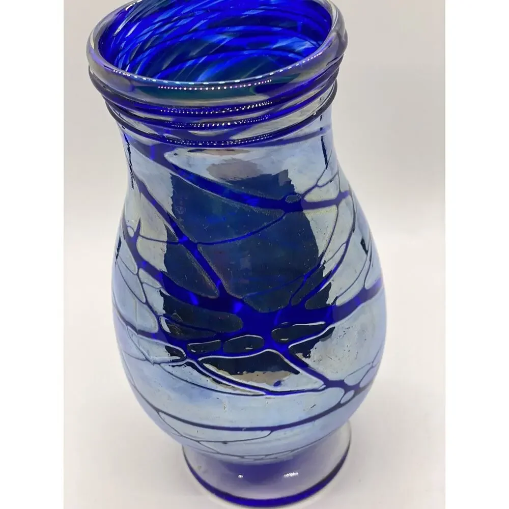Todd S Abell Unique Blue Studio Art Glass Vase. Fantastic Design. Signed. 2012